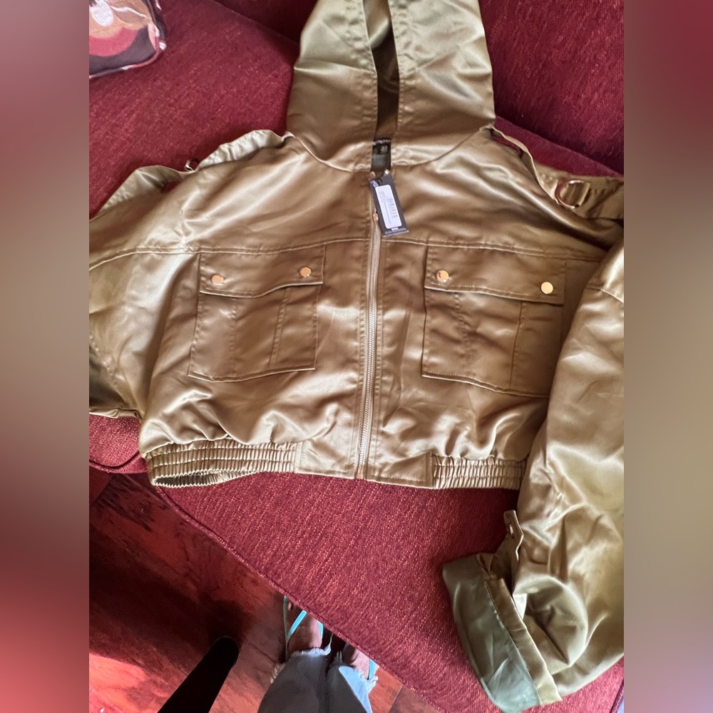 PrettyLittleThing Khaki Zip-Up Jacket
